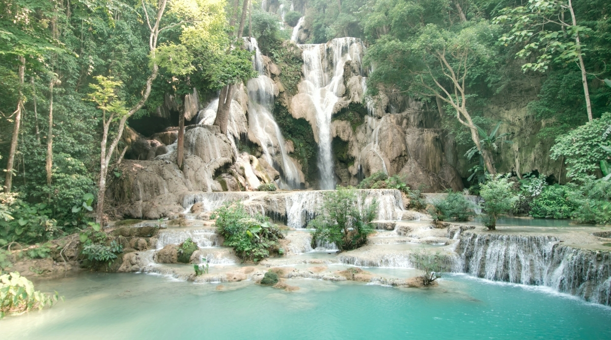The beauty of waterfall in Luang Prabang