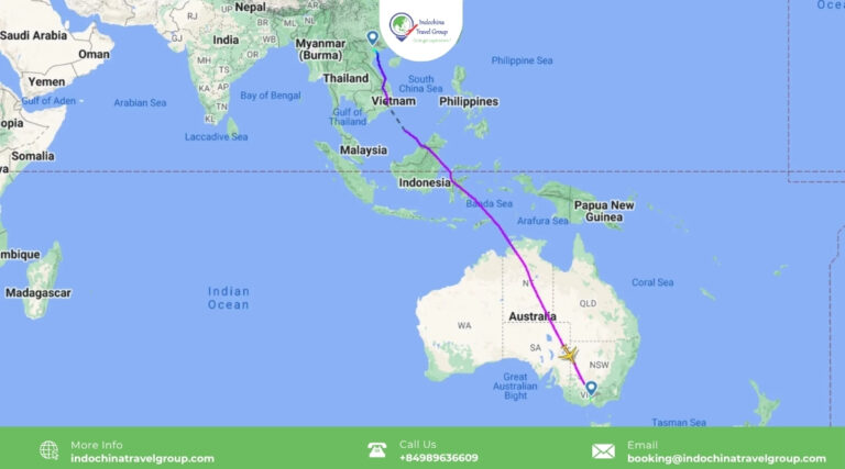 Australia to Vietnam flight route planning