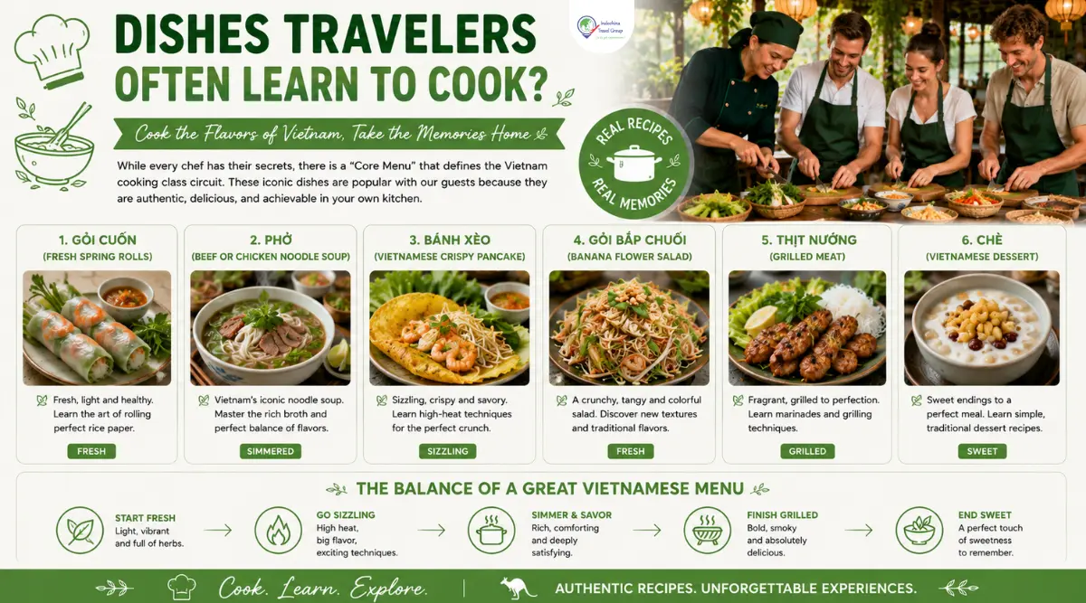 dishes learn to cook in cooking classses in vietnam for travelers