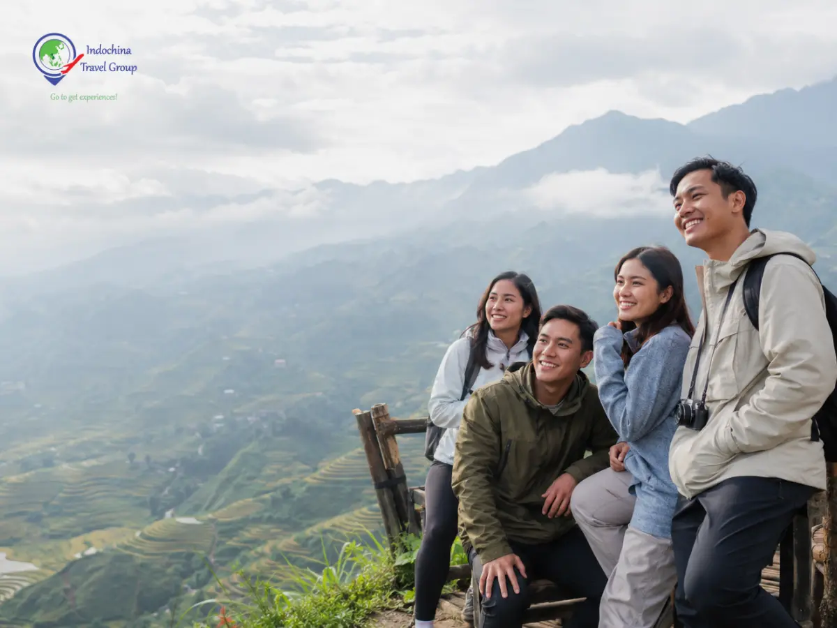 Filipino travelers enjoying a cool-weather Sapa tour in Vietnam
