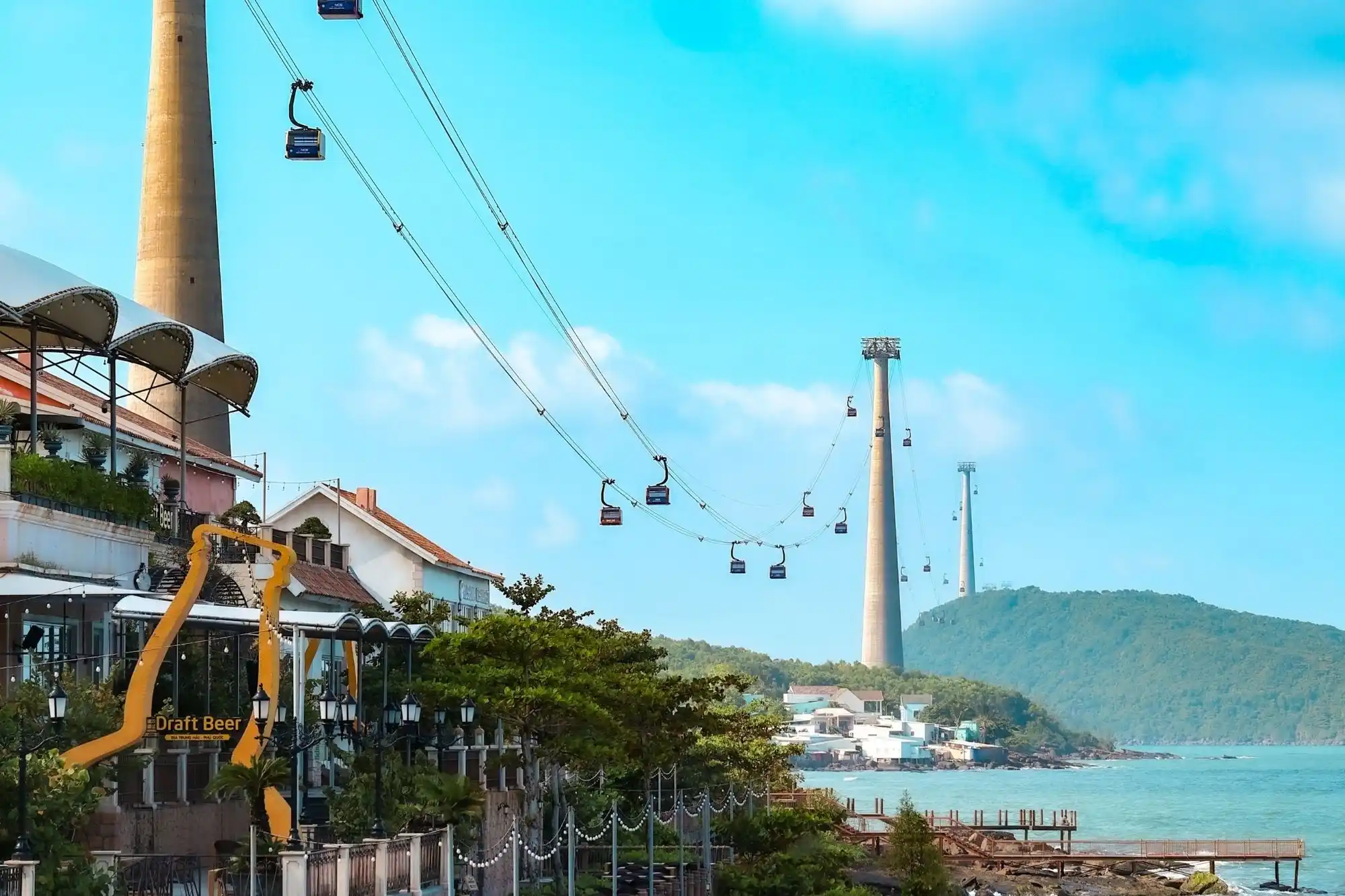 Hon Thom cable car over the sea in southern Phu Quoc