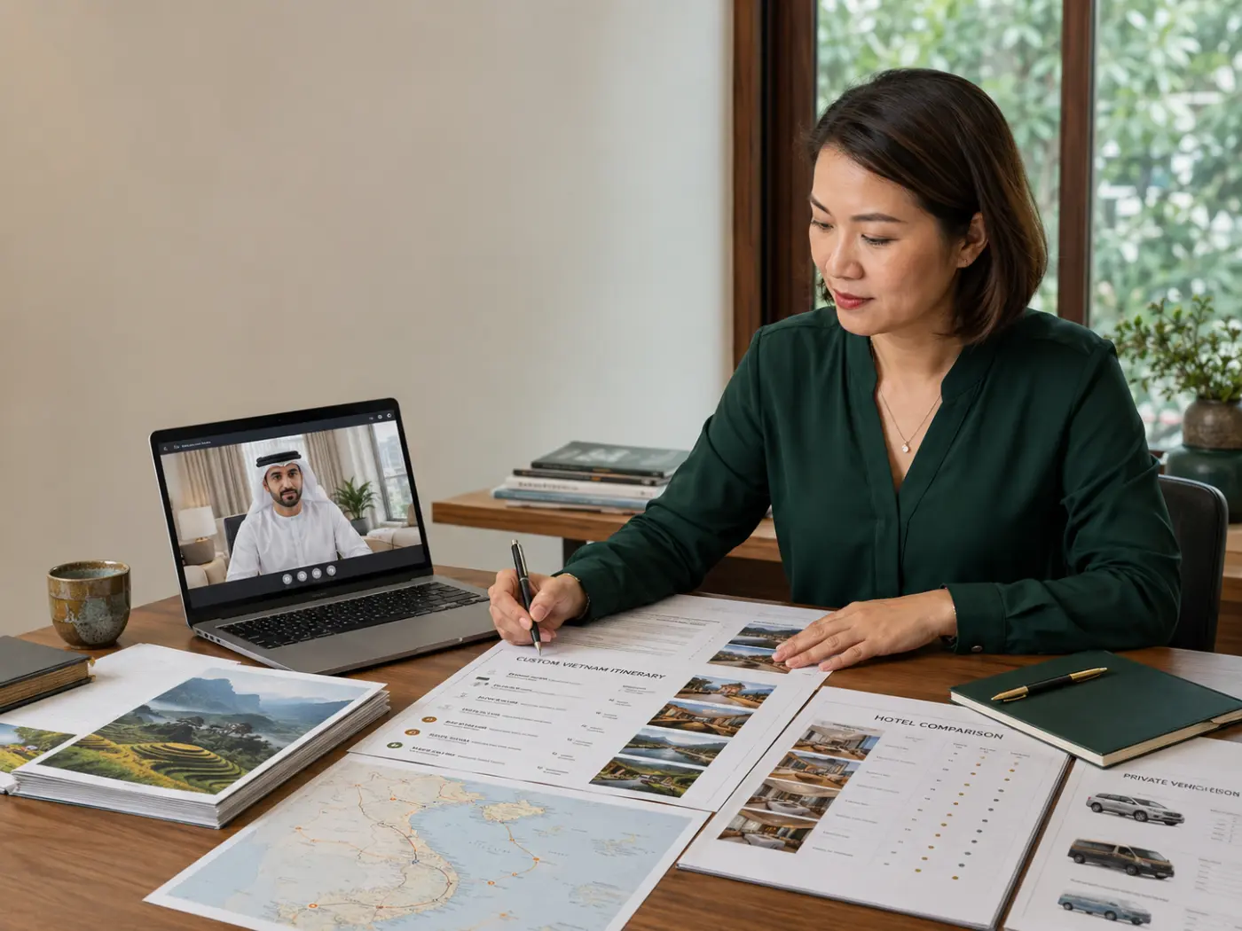 Vietnam destination manager preparing a private itinerary for a UAE agency