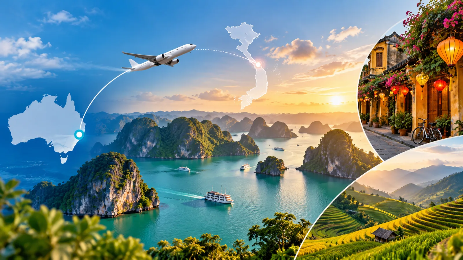 Vietnam tour packages from Australia with an Australia-to-Vietnam travel route